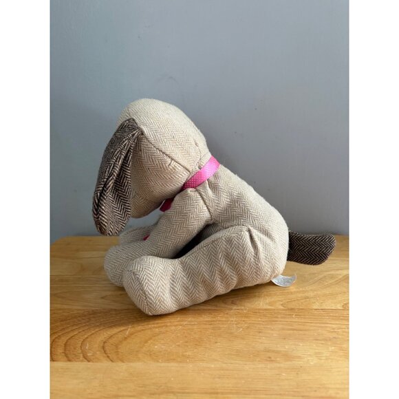 Wal-Mart Herringbone Plush Dog Puppy Spot Toy Pink Ribbon Beige Stuffed Animal - Picture 3 of 8